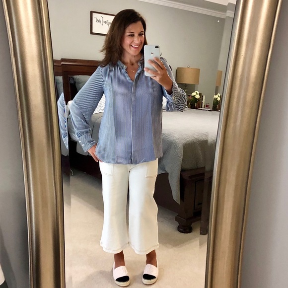 NWT Striped Crossover Back Utility Blouse - Picture 4 of 8